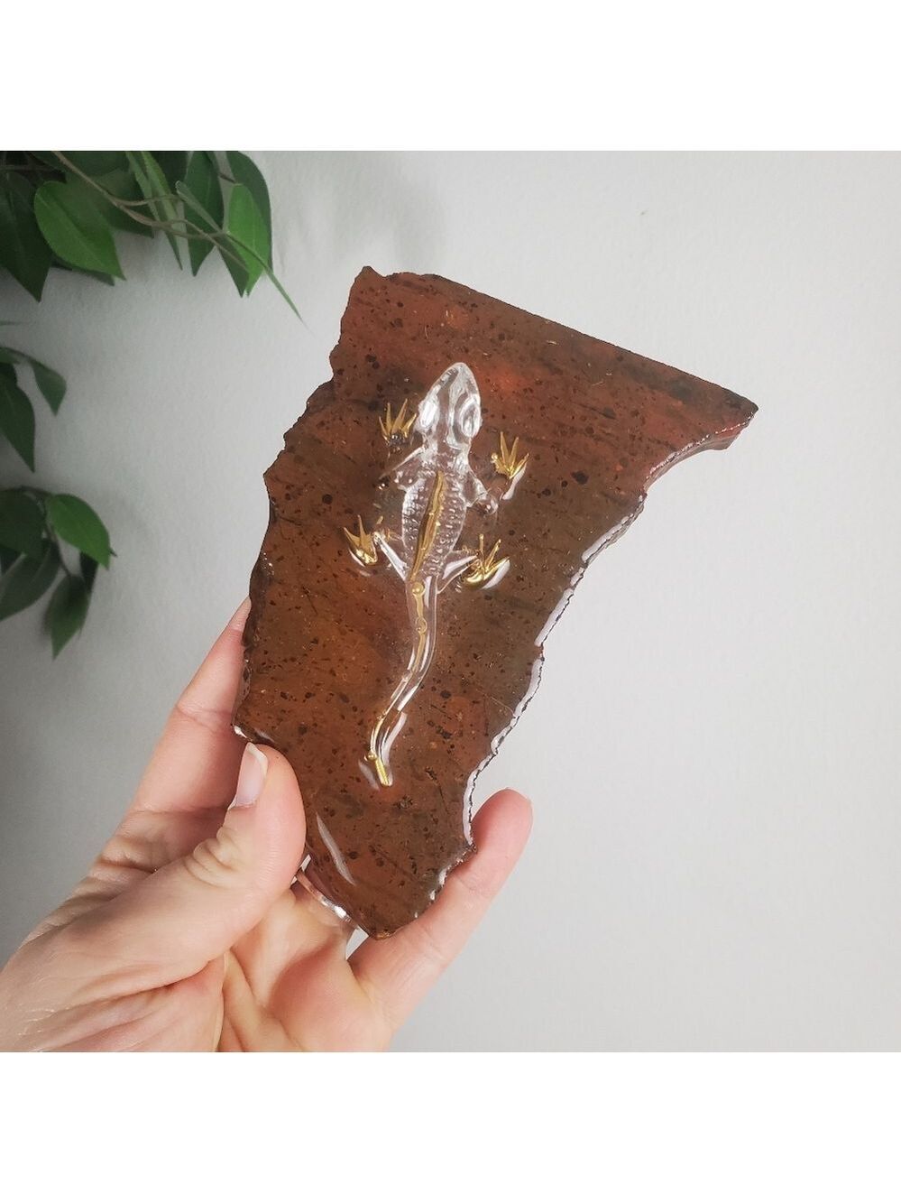 Glass Blown Lizard Decor Gold Accents